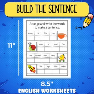 Build the Sentence Worksheets for Kids: Cut & Paste Literacy Activity ...