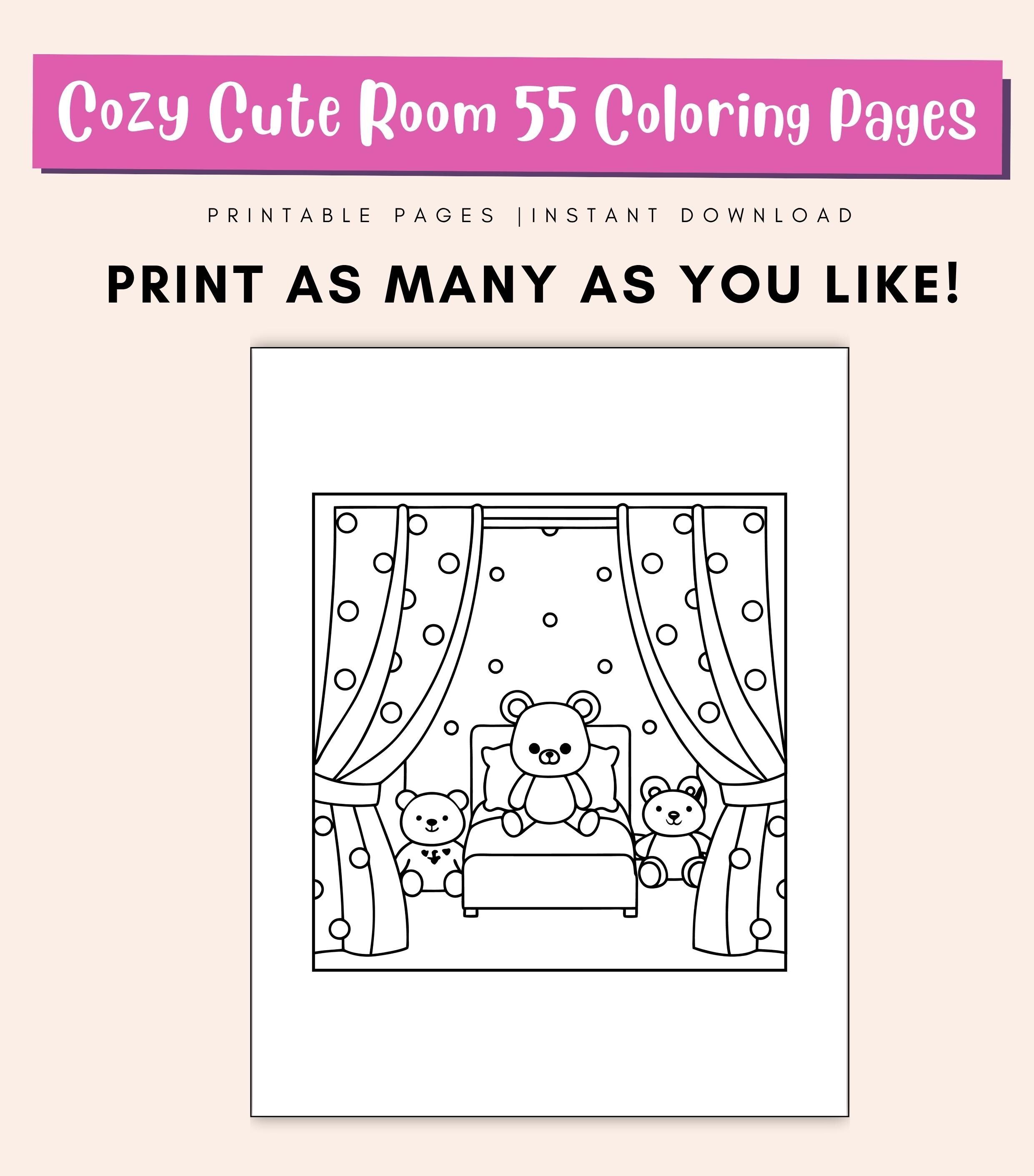 Cozy Room Coloring Pages for Preschoolers, Bedroom Playtime Coloring ...