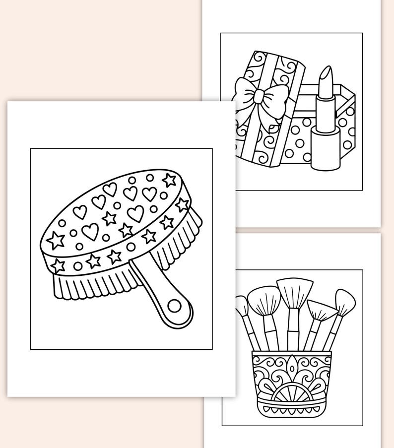 Makeup Cosmetics Coloring Pages for Kids: Lipstick, Nail Polish ...
