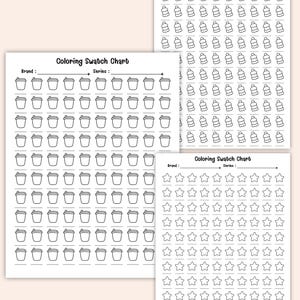 Blank color testing sheets for watercolor and markers