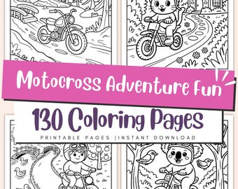 Dirt Bike Coloring Pages for Kids, Motocross Adventure Printable PDF, Easy Action Activity
