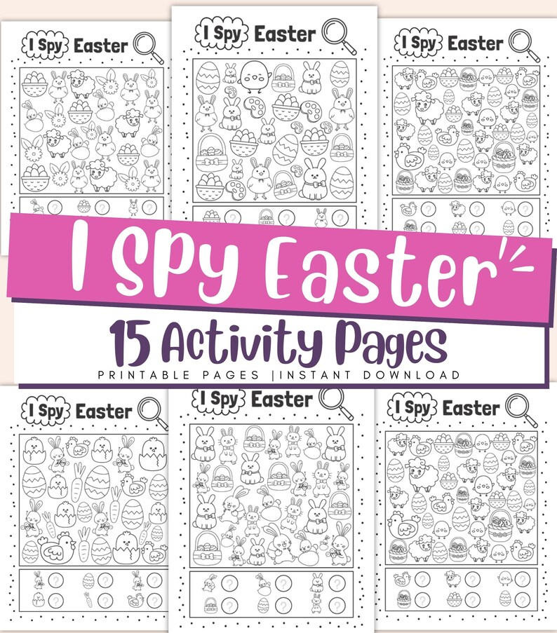 Easter I Spy Activity Sheets for Kids, Find Game, Hidden Pictures ...