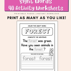 Dolch Sight Words Activities – Trace, Write, Color – 1st Grade Reading Centers – Teacher PDF