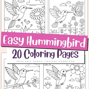 Hummingbird Coloring Pages for Kids: Simple Bird Nature Art (PDF Download)