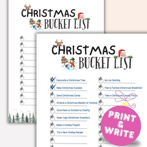 Christmas Bucket List Printable, Holiday Activities Checklist, Family ...