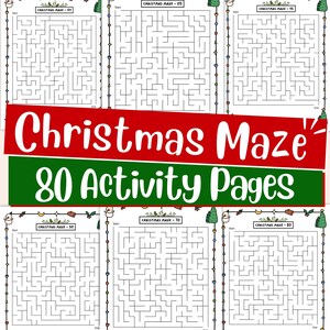 Fun Christmas maze activity worksheets for kids, printable holiday puzzles