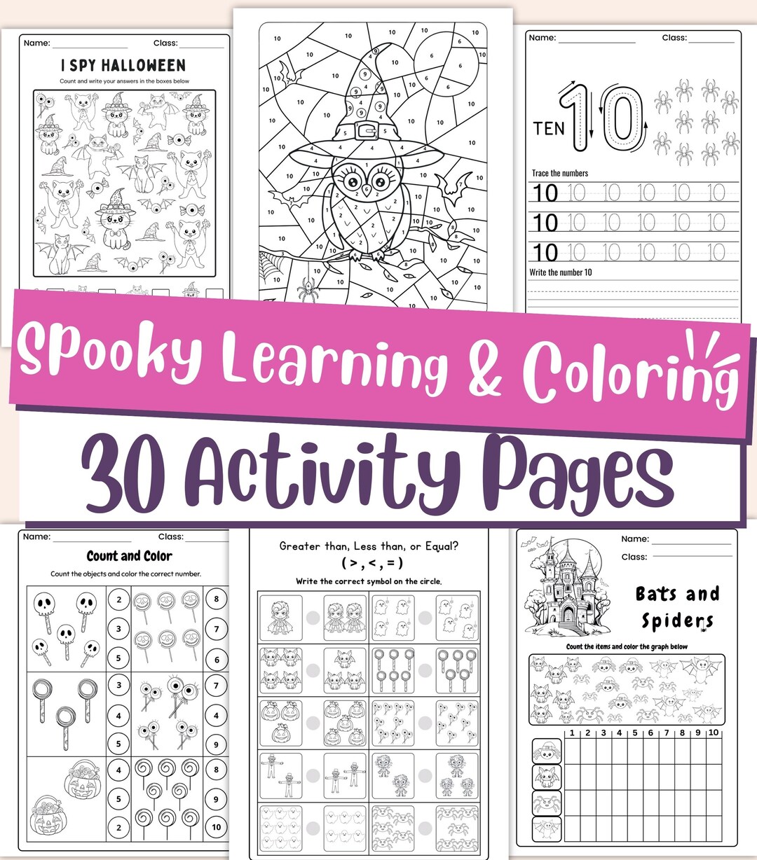 Paquete de Halloween para aprender y colorear: Fichas de matemáticas y  divertidas páginas para colorear para niños - Etsy México, image size:1080x1228