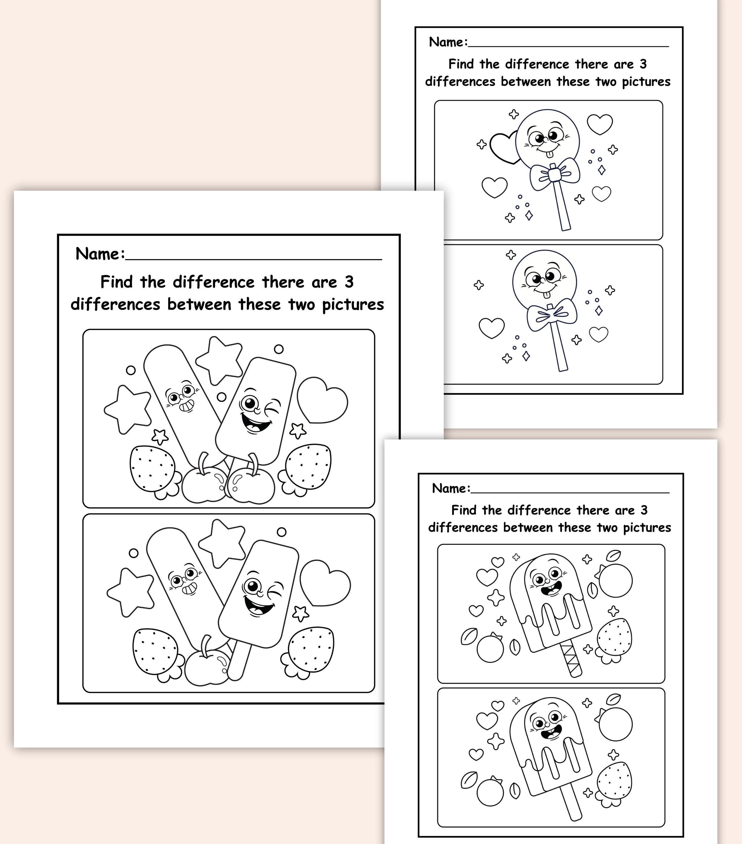 Spot the Difference Worksheets for Kids: Printable Preschool Activity ...