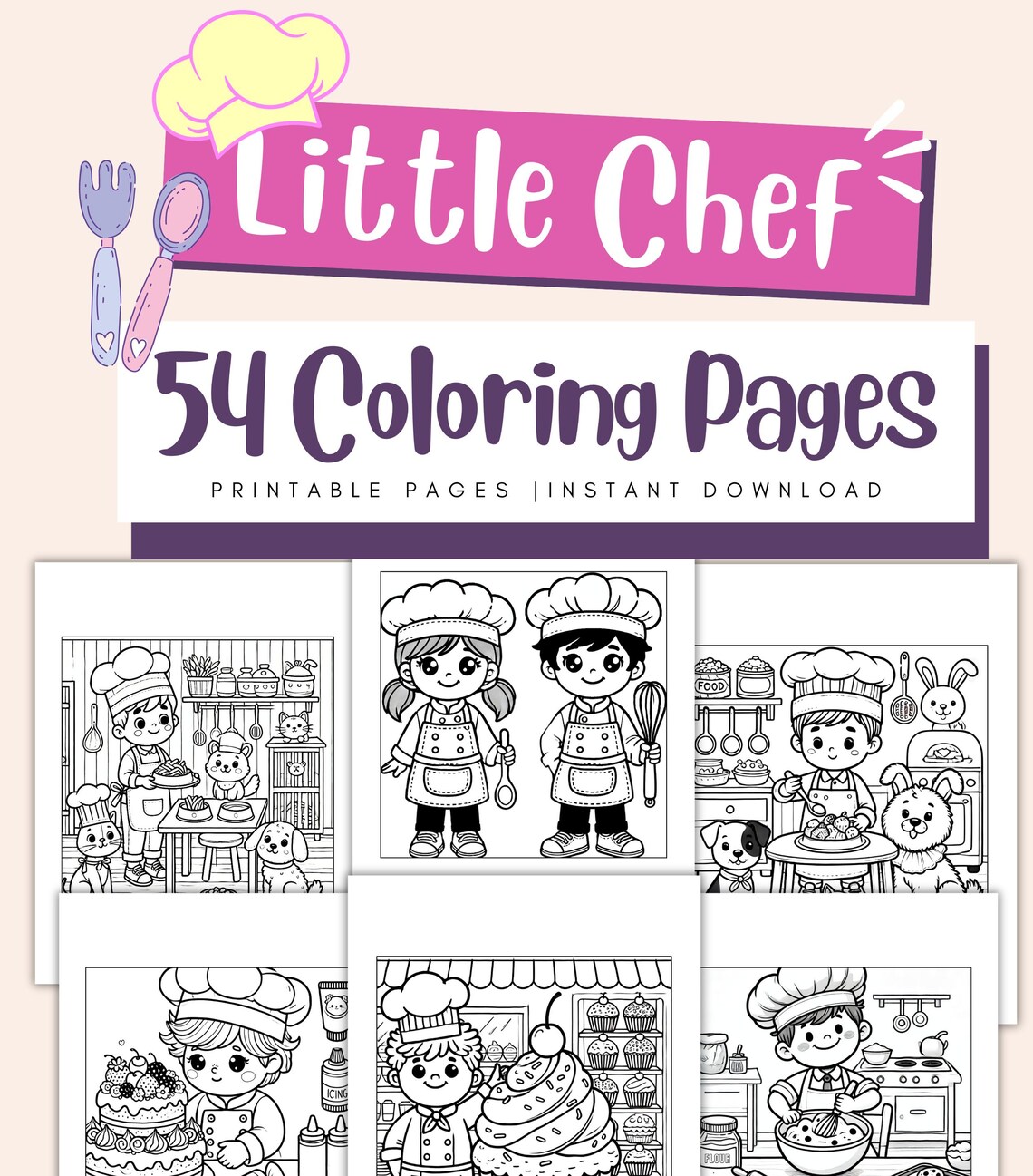 Little Chef Coloring Pages for Kids Cooking & Kitchen Fun