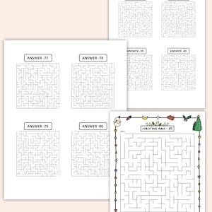 Printable Christmas maze worksheets for kids, holiday learning activity
