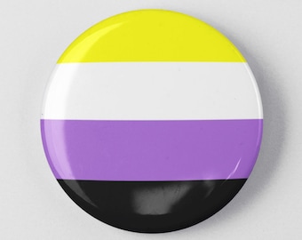 Non Binary Button 1.25" or 2.25" Pinback Pin Button Badge Transgender LGBTQ Nonbinary Gender Pride Gender Non Binary Pride Flag