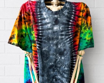 Tie Dye Rainbow Colors T-Shirt Gray Middle Men or Women Unisex