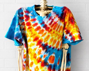 Handmade Tie Dye T-Shirt Men or Women Yellow and Orange Ripple