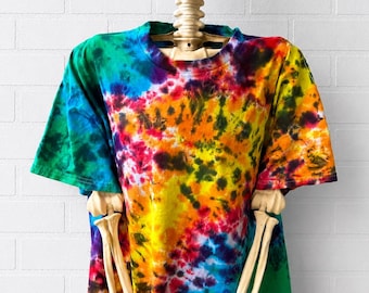 Rainbow Tie Dye T-Shirt Men or Women Unisex Scrunch Sash Design
