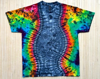 Tie Dye Rainbow Colors T-Shirt Gray Middle Men or Women Unisex