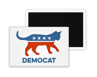 DemoCAT funny political 2 x 3 inch Rectangle Refrigerator Fridge Magnet President Campaign Democrat Republican Cute Cat