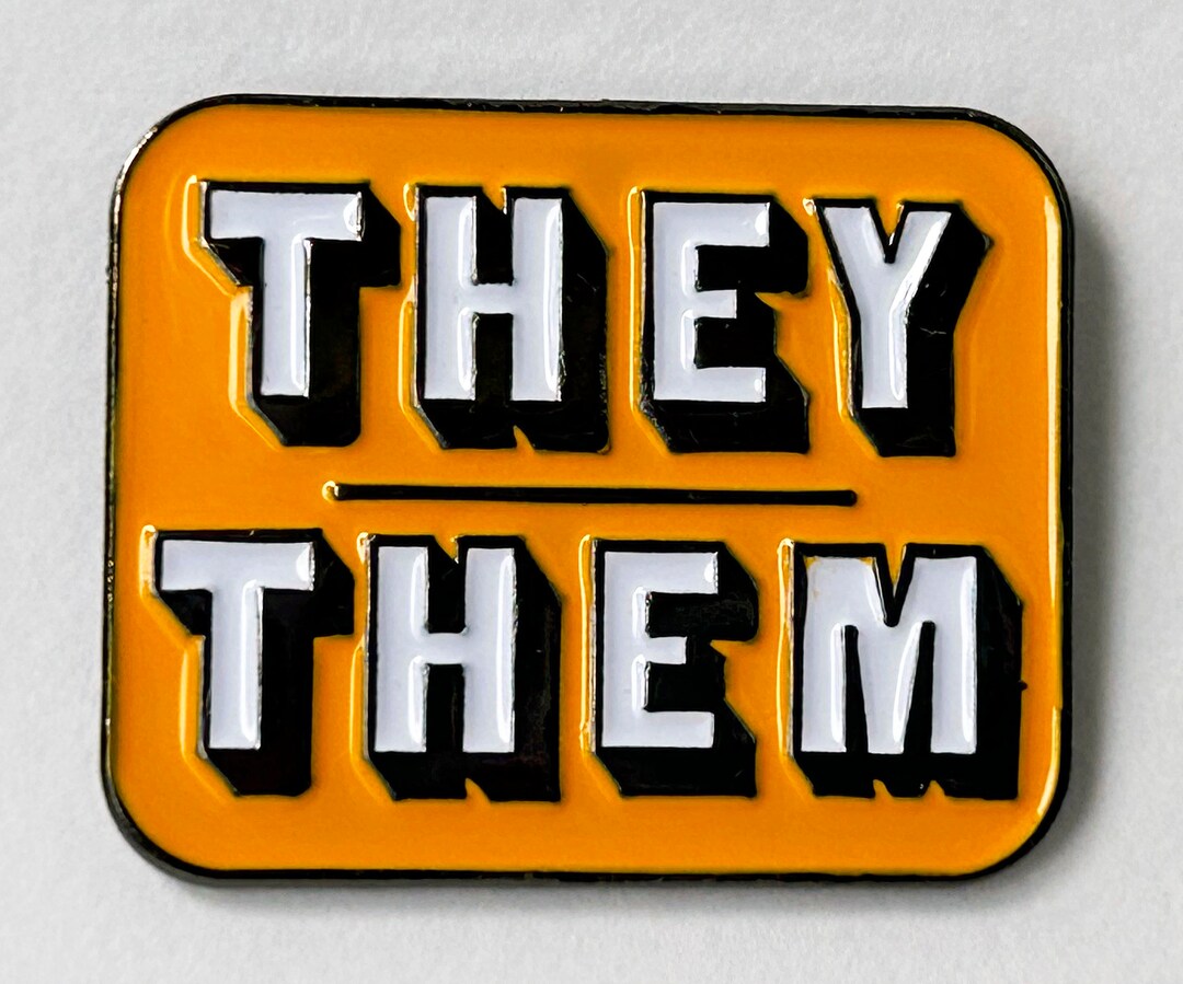 Pronoun Non Binary Enamel Pin Transgender LGBTQ Nonbinary Gender They ...