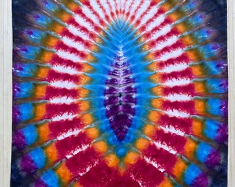 Tie Dye Tapestry 34x36 Inches Handmade One of a Kind Ice Dyed Wall Hanging