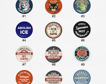 Build Your Own Button 6-Pack!  1.25" Pinback Pin Badge Anti Trump Resistance Immigration ICE Protest Political Antifa No Kings