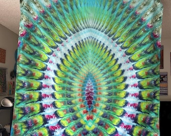 Tie Dye Tapestry 48 Inches Square Handmade One of a Kind Ice Dyed
