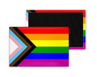 Progress Pride Flag 2 x 3 inch Rectangle Refrigerator Fridge Magnet Gay Pride Rainbow Flag, LGBT LGBTQ Pride, Queer Gay & Lesbian