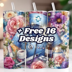 Seamless Nurse Tumbler Wrap 20oz Skinny Tumbler Sublimation Design Nurse Sublimation Tumbler Png Scrubs Tumbler Digital Download For Nurses