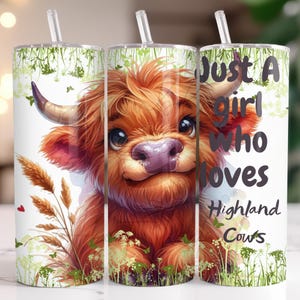 Whimsical Highland Cow 20 oz Skinny Tumbler Wrap | Bit of a Mess But Doing My Best PNG | Rustic Cute Animal Digital Sublimation
