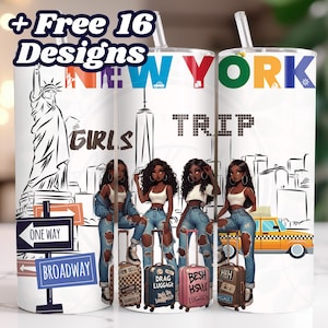 Black Girls Trip 20 oz Skiiny Tumbler Wrap, Summer Vacation PNG Digital Download File