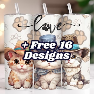 Funny Cat Tumbler Wrap 20 oz Skinny Sublimation Design Digital Download