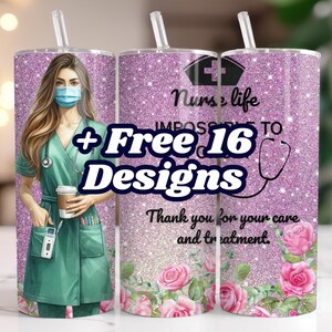 Nurse Life 20oz Skinny Tumbler Wrap  Sublimation Design PNG Digital Download