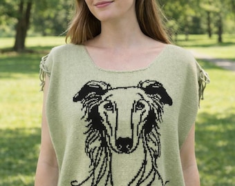 Custom Knit Borzoi Russian Wolfhound Spring Sweater size Large
