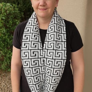 Greek Key Infinity Scarf Custom Knit