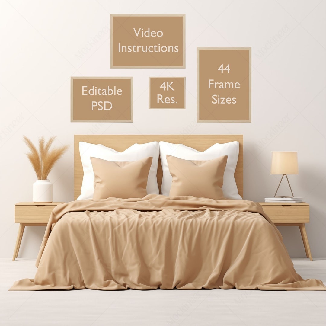 44 Frame Interior Bedroom Wall Art Mockup Smart Layer Movable Frames ...