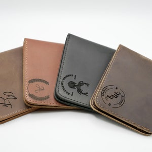 Cartera RFID de cuero personalizada, cartera personalizada de cuero genuino grabada, regalo de aniversario para él, hombres, padre, papá, marido