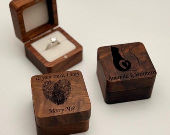 Personalized Walnut Wood Ring Box, Engraved Proposal, Anniversary Gift