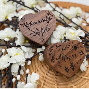 Custom Wooden Engagement Ring Box,Personalized Engraved Wedding Walnut Ring Box, Heart Ring Bearer,Ceremony,Anniversary,Proposal Ring Holder
