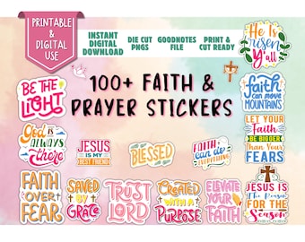 Faith and Prayer Printable & Digital Stickers  –100+ PNGs for GoodNotes, Journals and Bible Study