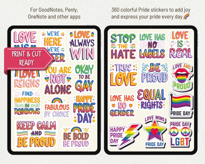 Pride Sticker Pack: Printable and Digital LGBTQ+ Planner Stickers, iPad Stickers image 7