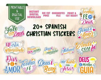 Spanish Christian Stickers, Printable and Digital Faith Stickers (Frases Cristianas en Español), Frases Religiosas, Easter Religious Bundle