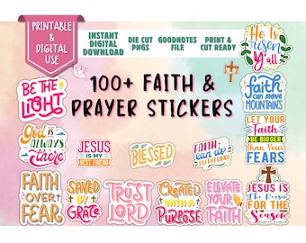 Faith and Prayer Printable & Digital Stickers | 100+ PNGs for GoodNotes, Journals and Bible Study