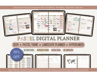 Pastel 2024 Digital Planner, Hyperlinked, Goodnotes iPad (Digital Download)
