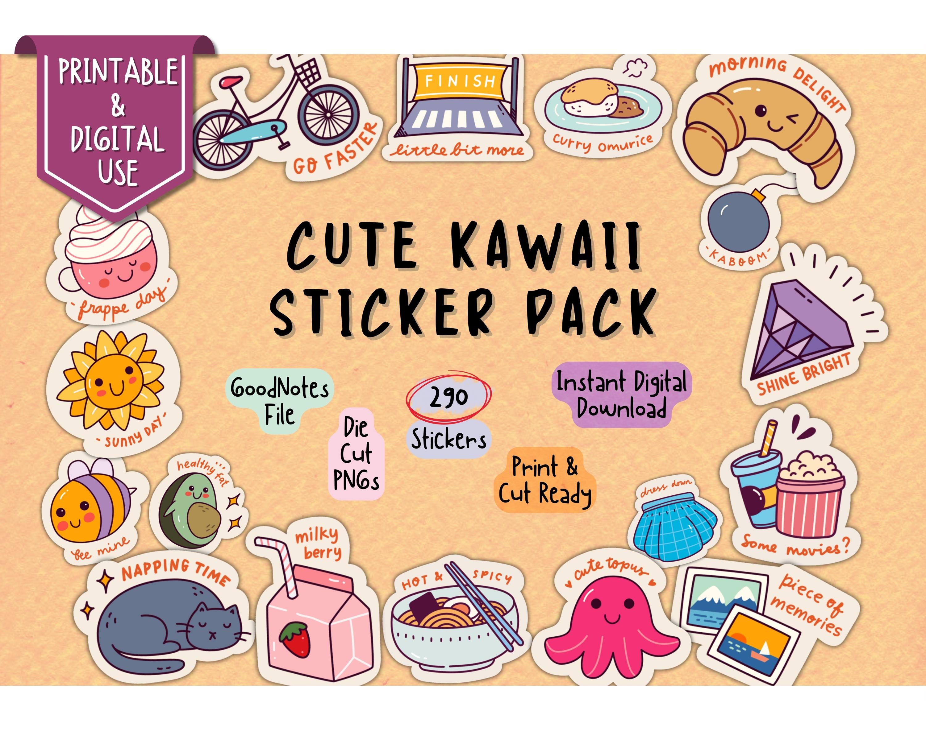 Cute Kawaii Sticker Pack, Printable Planner Stickers, Digital Sticker, Funny Sticker, Goodnotes Sticker, iPad Sticker