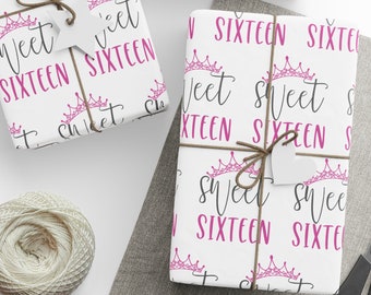Sweet 16 Wrapping Paper, Sweet Sixteen, Sweet 16 Wrapping Paper, 16th Birthday, 16th Bday, Birthday Girl, Birthday Wrapping Paper, 16 Bday