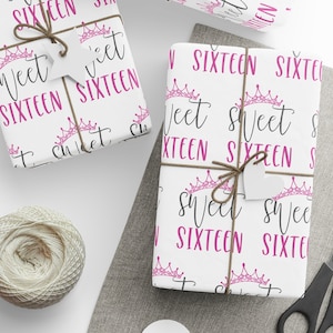 Sweet 16 Wrapping Paper, Sweet Sixteen, Sweet 16 Wrapping Paper, 16th Birthday, 16th Bday, Birthday Girl, Birthday Wrapping Paper, 16 Bday
