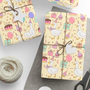 Silly Goose Birthday Wrapping Paper For Her, Silly Goose Gift For Kids, Cute Goose Wrapping Paper, One Silly Goose Gift Wrap For Baby Girl