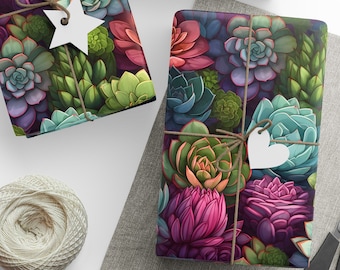 Succulent Wrapping Paper, Succulent Gift Wrap, Succulent Lover, Cactus Gift, Cacti Gift, Plant Lady Gift, Gift For Her, Plant Wrapping Paper