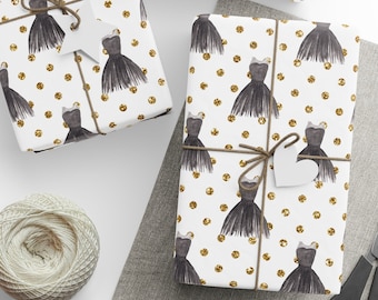 Party Dress Wrapping Paper, Birthday Wrapping Paper, Birthday Gift Wrap, Wrapping Paper For Her, Gift For Her, Fashionista, Fashion Lover