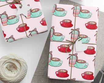 Coffee Wrapping Paper, Macaroon Wrapping Paper, Cappuccino Wrapping Paper, Gift Wrap For Her, Cappuccino Gift Wrap, Macaroon Gift Wrap