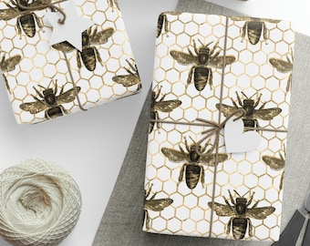 Honeycomb Wrapping Paper, Bee Wrapping Paper, Honeybee Wrapping paper, Mother's Day Gift Wrap, Bee Lover, Gift For Bee Lover, Cute Gift Wrap