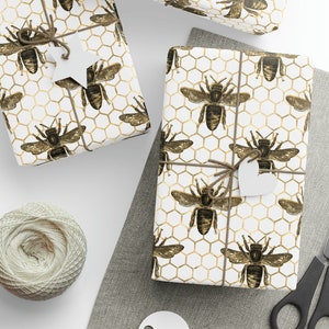 Honeycomb Wrapping Paper, Bee Wrapping Paper, Honeybee Wrapping paper, Mother&#39;s Day Gift Wrap, Bee Lover, Gift For Bee Lover, Cute Gift Wrap